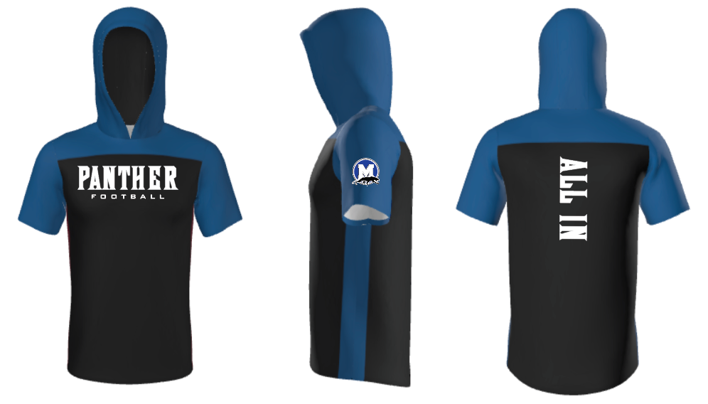 Panther Football Logo Performance Hooded Short Sleeve (Extended 15 Day TAT)