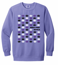 Load image into Gallery viewer, Mercy Prep Repeating Crowns Purple Apparel (Multiple Apparel Options) ADULT
