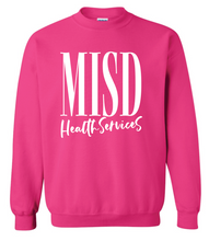 Load image into Gallery viewer, MISD Health Services Script Sweatshirt (Gildan/Multiple Color Options)
